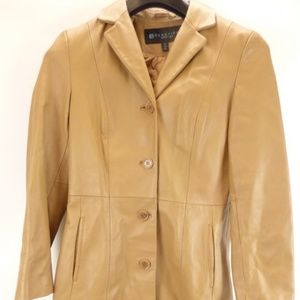 KENNETH COLE Yellow/Tan Leather Coat